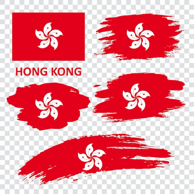 Vector set of vector flags of hong kong