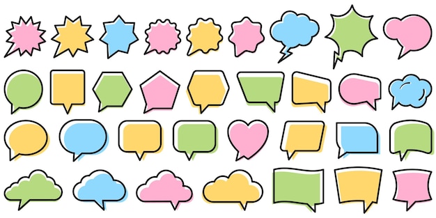 Set of vector flat colorful speech bubble shaped Vector illustration