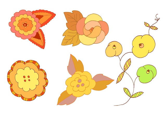 set of vector flat illustration flower ser