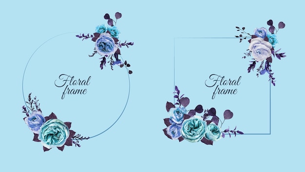 Set of vector floral elements flowers frames detailed greeting cards