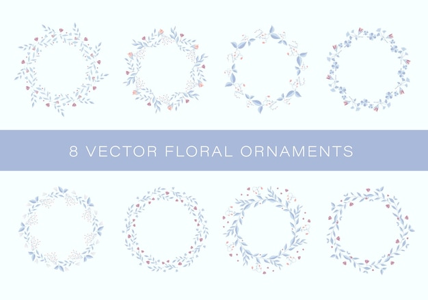 Set of vector floral ornaments for greeting cards invitations banners posters brochures