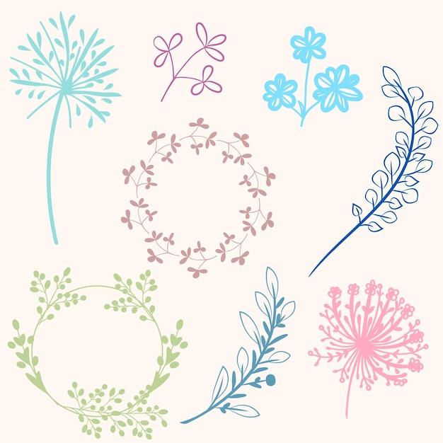 Set of vector florals for design