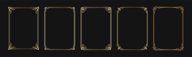 Set vector frame vintage gold