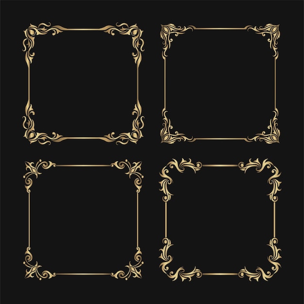 Premium Vector | Set vector frame vintage gold