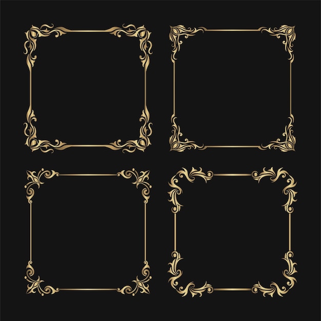 Vector set vector frame vintage gold