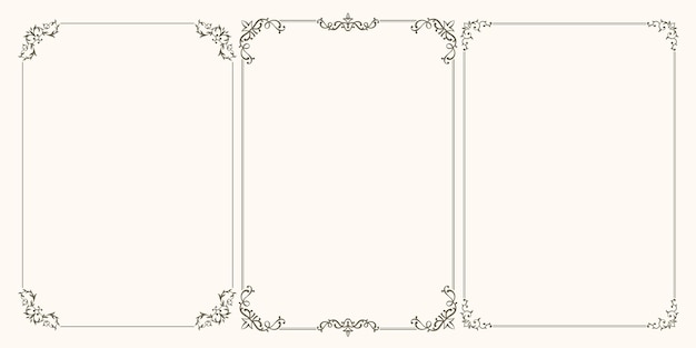 Set of vector frames with swirls and leaves