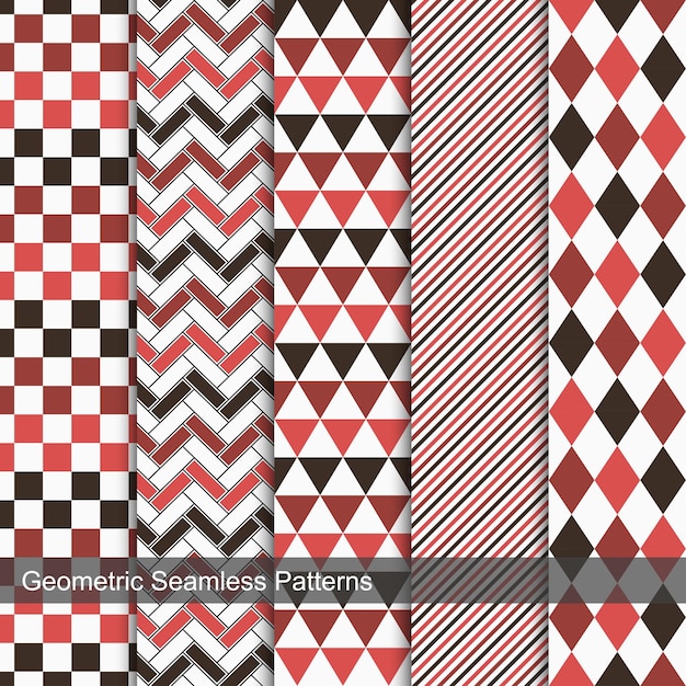 Set of vector geometric seamless patterns