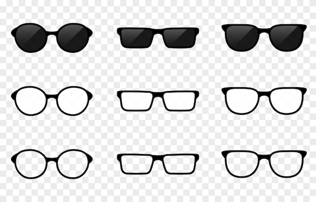 Premium Vector | Set of vector glasses png sunglasses on an isolated transparent  background glasses frame glasses