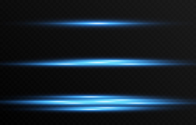 Set di linee luminose vettoriali linee luminose orizzontali png magic glow line light blue light png