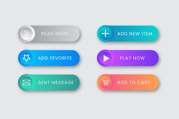 Vector set of vector gradient call to action button collection