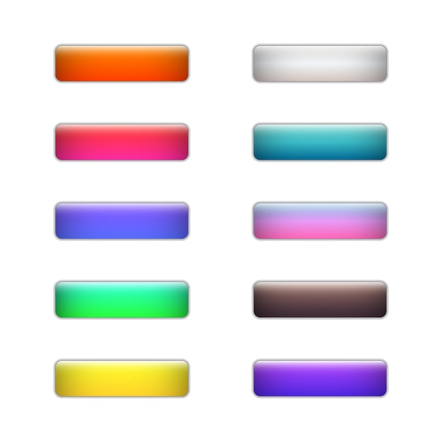 Vector set of vector gradient colorful glossy rectangular buttons