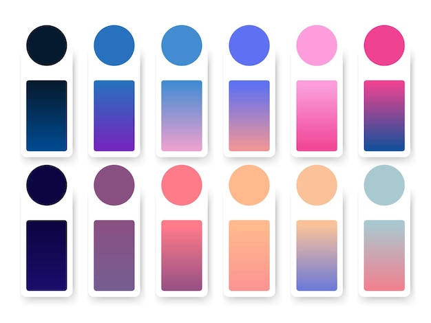 Set di gradienti vettoriali moderne combinazioni di colori e sfumature
