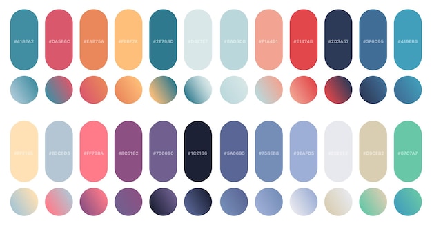 Set di gradienti vettoriali moderne combinazioni di colori e sfumature