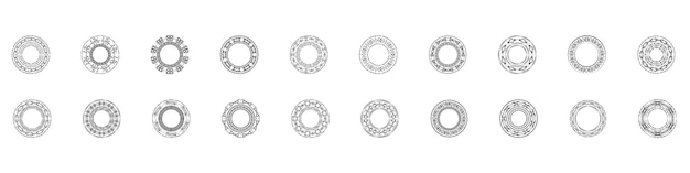 ベクトル グラフィック サークル フレームのセット。デザイン用の花輪、白い背景に設定された花輪の円フレーム