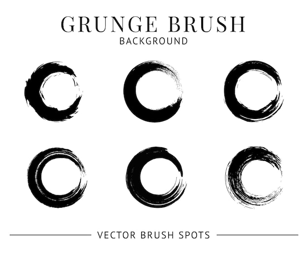 Vector set of vector grunge brush circles distress frames