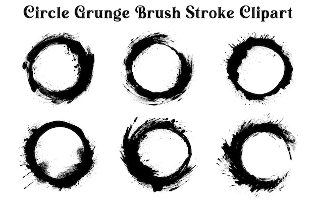 Set of Vector Grunge circle brush silhouettes Collection of Enso Zen Round Brush strokes Illustrate