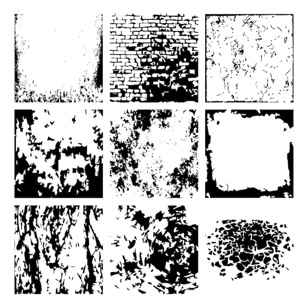 Vector set of vector grunge textures without white background