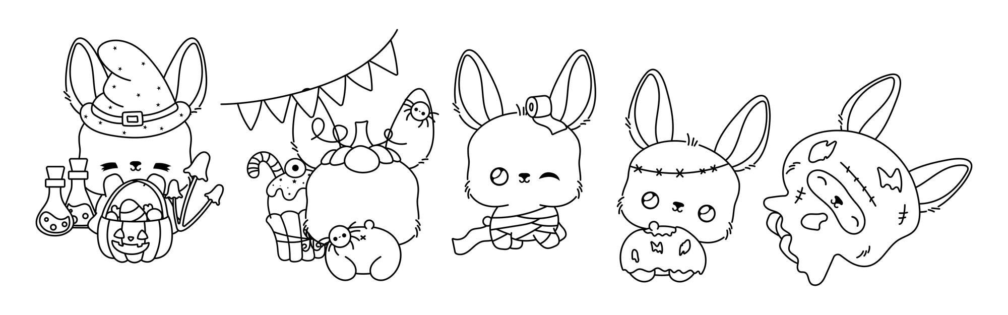 50+ Desenhos de Kawaii para colorir - Como fazer em casa  Bunny coloring  pages, Halloween coloring pages, Halloween coloring book