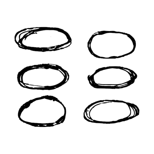 Set of vector handdrawn circles