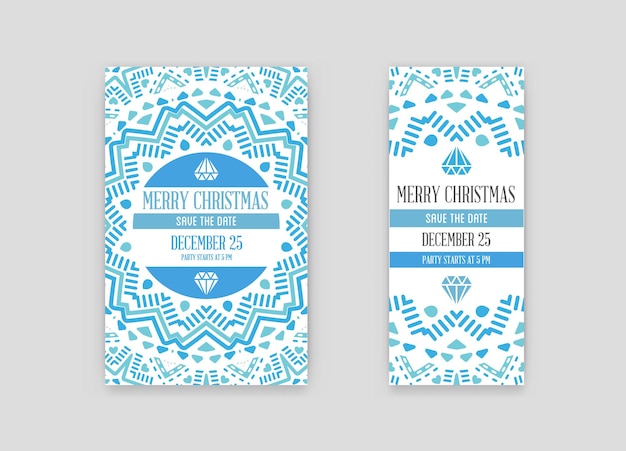 Set of Vector Happy New Year or Merry Christmas theme Save the Date Invitation to the Party
