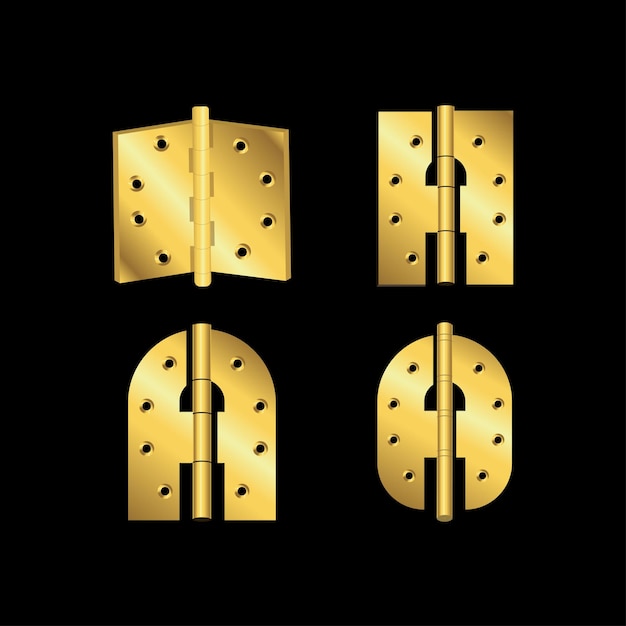 Vector set of vector hinges brass door set