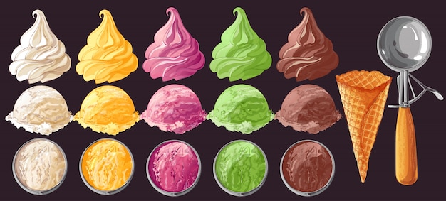 Set of Vector ice creams