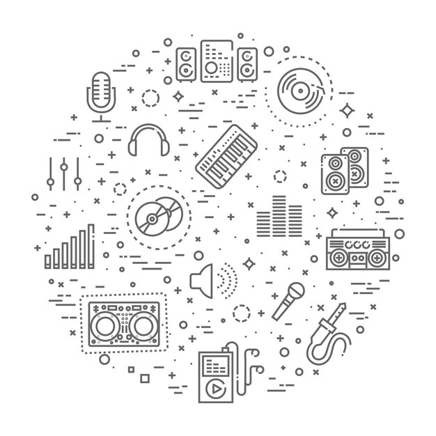 Set of vector icon graphic for music