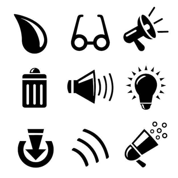 Vector a set of vector icons in black