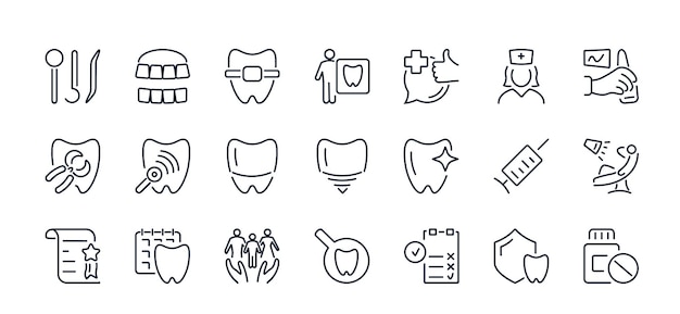 A set of vector icons of the dental clinic