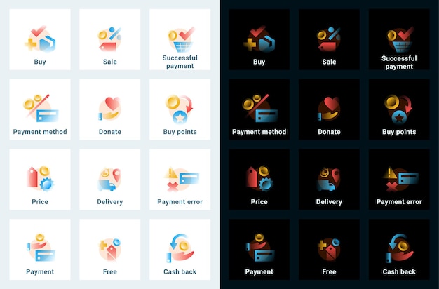 Set of vector icons in gradient style. editable illustrations