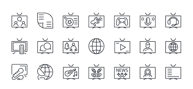 A set of vector icons of media and cinema