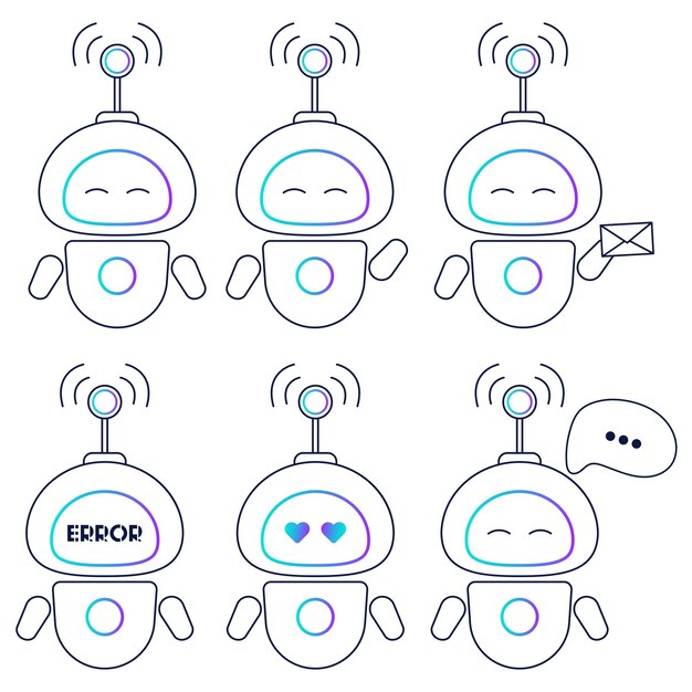 A set of vector icons robot logos Chat bot Robot virtual assistance