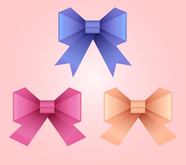 Set of vector illustration of paper origami bows for your design