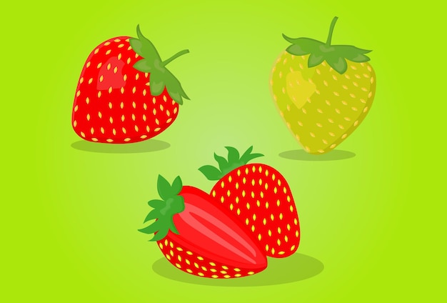 Set of vector illustration of strawberry fruit