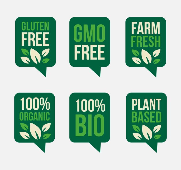 Set of Vector Illustrations Gluten free Nature Ingredients Templates for Badge Logo Tag and Lab