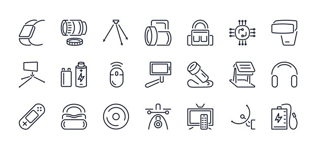 A set of vector illustrations icons of electronic devices