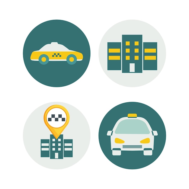 Vector a set of vector illustrations of the taxi service. taxi car, taxi service, taxi company.