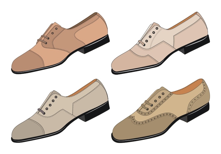 Vector set vector image of a silhouette of a pair of mens shoes low shoes