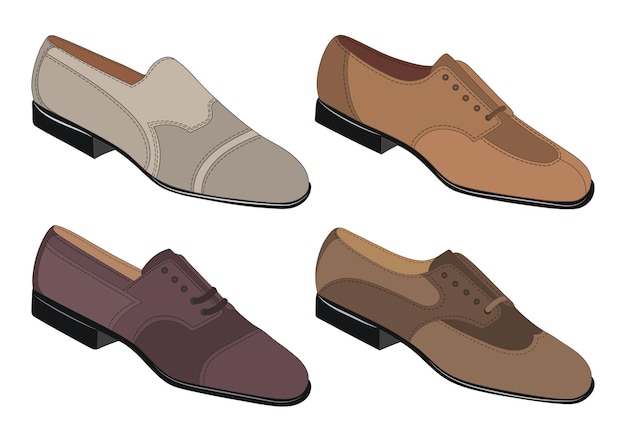 Set vector image of a silhouette of a pair of mens shoes Low shoes