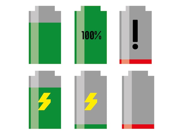Vector a set of vector images of a battery of gadgets in different states