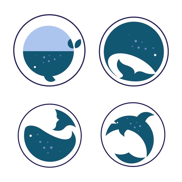 Set of vector images of marine fish