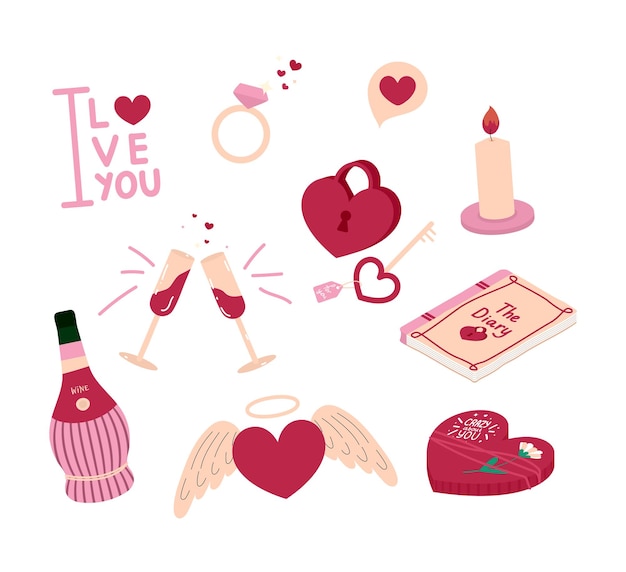 Set of vector images for valentine's day