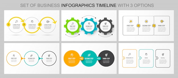 Set di modello di infografica vettoriale