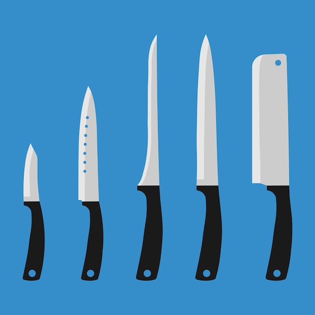 Набор векторных кухонных ножей