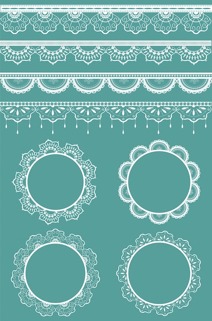 Vector set of vector lace ribbons and frames.