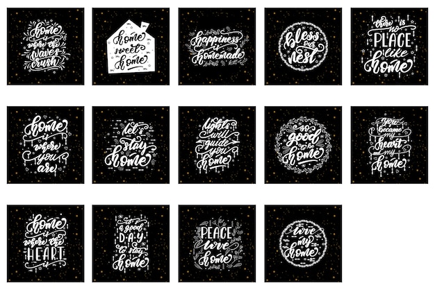 Vector set of vector lettering phrases for posters.