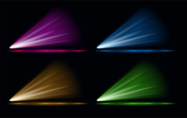 Vector set of vector light effect spotlight editable