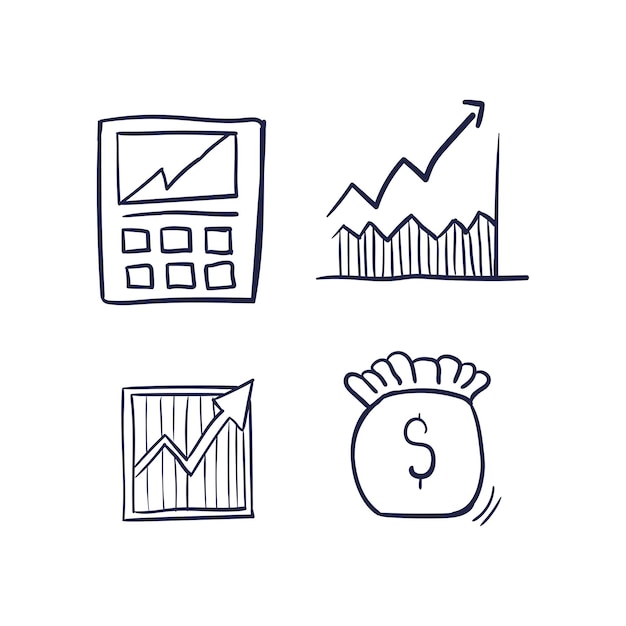 set of vector line financial concept icons