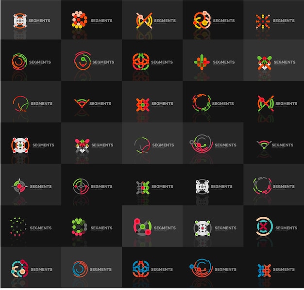 Set of vector linear logotypes geometric abstract symbols elegant icons