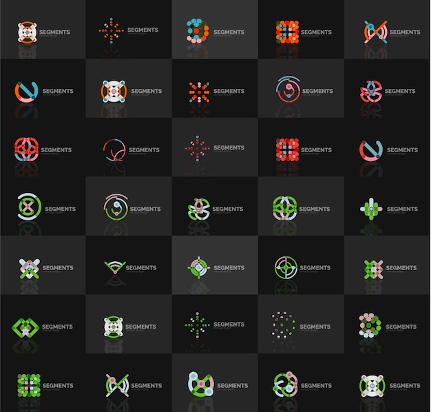 ベクトル線形ロゴタイプのセット幾何学的抽象記号エレガントなアイコン